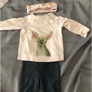 Pink top with deer set